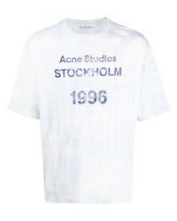 T-shirt girocollo effetto tie-dye azzurra di Acne Studios