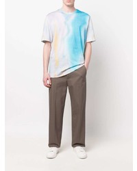 T-shirt girocollo effetto tie-dye azzurra di Fendi