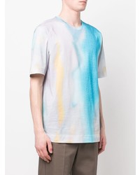 T-shirt girocollo effetto tie-dye azzurra di Fendi