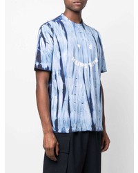 T-shirt girocollo effetto tie-dye azzurra di PS Paul Smith