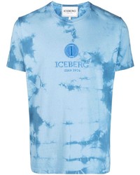 T-shirt girocollo effetto tie-dye azzurra di Iceberg