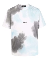 T-shirt girocollo effetto tie-dye azzurra di MSGM