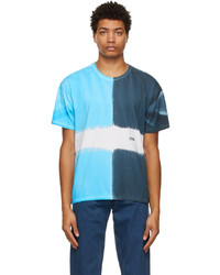 T-shirt girocollo effetto tie-dye azzurra di Nanamica
