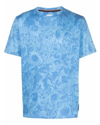 T-shirt girocollo effetto tie-dye azzurra di Paul Smith