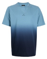T-shirt girocollo effetto tie-dye azzurra di PS Paul Smith