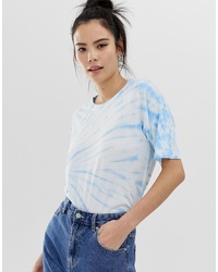 T-shirt girocollo effetto tie-dye azzurra di Pull&Bear