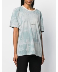 T-shirt girocollo effetto tie-dye azzurra di Saint Laurent
