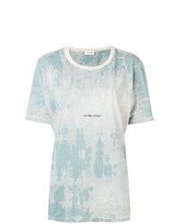 T-shirt girocollo effetto tie-dye azzurra di Saint Laurent