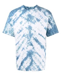T-shirt girocollo effetto tie-dye azzurra di Stain Shade