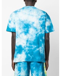 T-shirt girocollo effetto tie-dye azzurra di Palm Angels