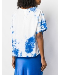 T-shirt girocollo effetto tie-dye azzurra di Suzusan