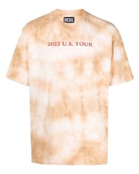 T-shirt girocollo effetto tie-dye beige di Diesel