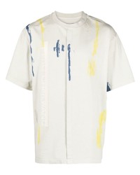 T-shirt girocollo effetto tie-dye beige di Feng Chen Wang