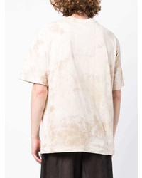 T-shirt girocollo effetto tie-dye beige di Ziggy Chen