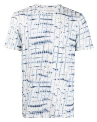 T-shirt girocollo effetto tie-dye bianca e blu scuro di Majestic Filatures