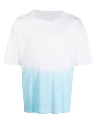 T-shirt girocollo effetto tie-dye bianca e blu di 120% Lino