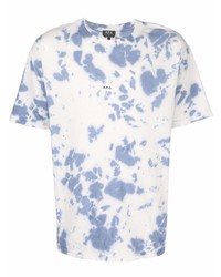 T-shirt girocollo effetto tie-dye bianca e blu di A.P.C.