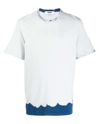 T-shirt girocollo effetto tie-dye bianca e blu di MSGM