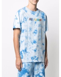T-shirt girocollo effetto tie-dye bianca e blu di RIPNDIP