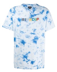 T-shirt girocollo effetto tie-dye bianca e blu di RIPNDIP