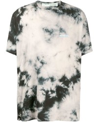 T-shirt girocollo effetto tie-dye bianca e nera di Off-White