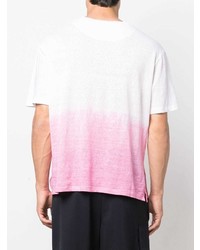 T-shirt girocollo effetto tie-dye bianca e rosa di 120% Lino