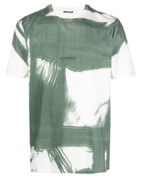 T-shirt girocollo effetto tie-dye bianca e verde di C.P. Company
