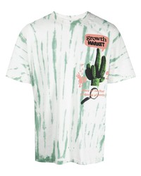 T-shirt girocollo effetto tie-dye bianca e verde di MARKET