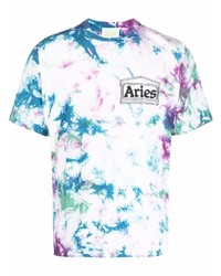 T-shirt girocollo effetto tie-dye bianca di Aries