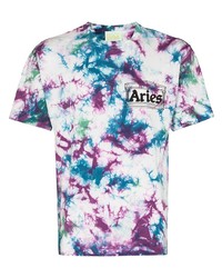 T-shirt girocollo effetto tie-dye bianca di Aries