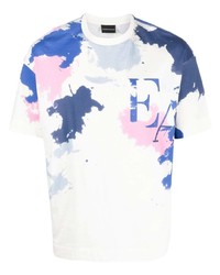 T-shirt girocollo effetto tie-dye bianca di Emporio Armani