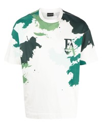 T-shirt girocollo effetto tie-dye bianca di Emporio Armani