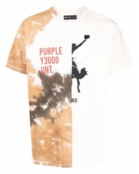 T-shirt girocollo effetto tie-dye bianca di purple brand