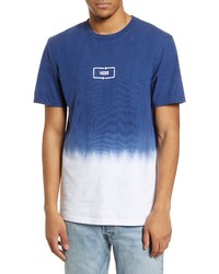 T-shirt girocollo effetto tie-dye blu scuro e bianca