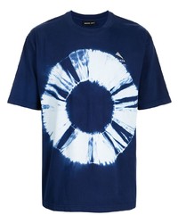 T-shirt girocollo effetto tie-dye blu scuro e bianca di Mauna Kea