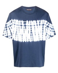 T-shirt girocollo effetto tie-dye blu scuro e bianca di Michael Kors