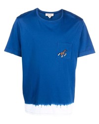 T-shirt girocollo effetto tie-dye blu scuro e bianca di Nick Fouquet