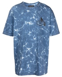 T-shirt girocollo effetto tie-dye blu scuro e bianca di PAS DE ME
