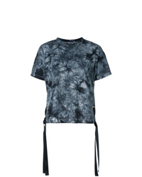 T-shirt girocollo effetto tie-dye blu scuro