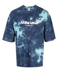 T-shirt girocollo effetto tie-dye blu scuro di AAPE BY A BATHING APE