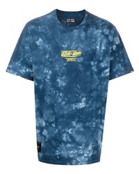 T-shirt girocollo effetto tie-dye blu scuro di Izzue