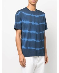 T-shirt girocollo effetto tie-dye blu scuro di Roberto Collina
