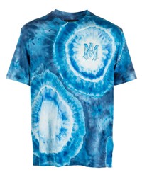 T-shirt girocollo effetto tie-dye blu di Amiri