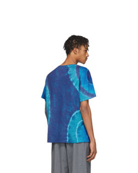 T-shirt girocollo effetto tie-dye blu di The Elder Statesman