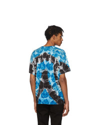 T-shirt girocollo effetto tie-dye blu di Amiri