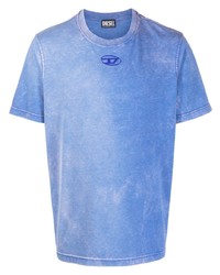 T-shirt girocollo effetto tie-dye blu di Diesel