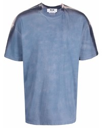 T-shirt girocollo effetto tie-dye blu di MSGM