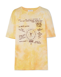 T-shirt girocollo effetto tie-dye gialla