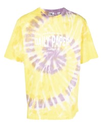 T-shirt girocollo effetto tie-dye gialla di Daily Paper