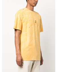 T-shirt girocollo effetto tie-dye gialla di 424